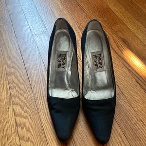 Black dress pumps 3 1/2 inch silver heels